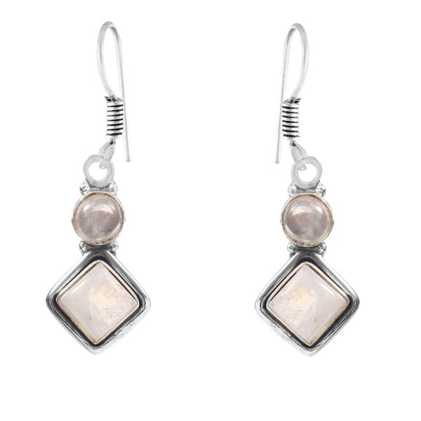 Rainbow Moonstone 1.25" 925 Sterling Silver Earring (REXT28-187)