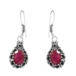 Ruby 1.25" 925 Sterling Silver Earring (REXT28-132)