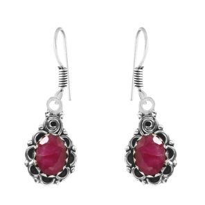 Ruby 1.25" 925 Sterling Silver Earring (REXT28-132)