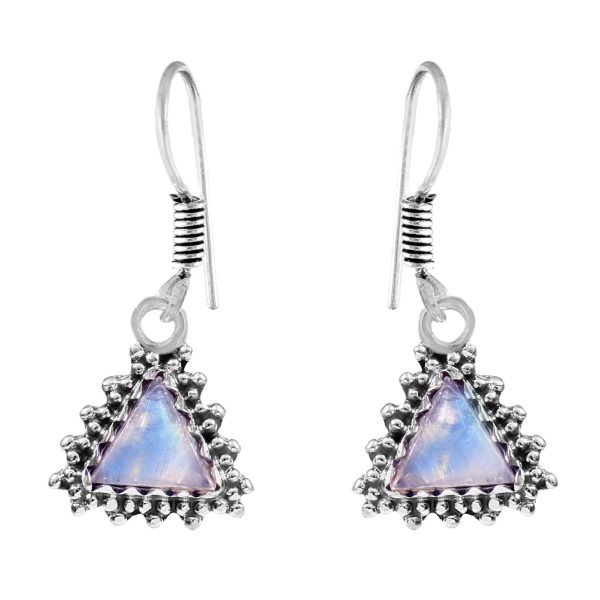 Rainbow Moonstone 1.2" 925 Sterling Silver Earring (REXT28-155)
