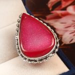 Pink Agate Druzy Size US 6 925 Sterling Silver Ring (REXT19-6)