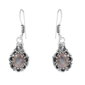 Labradorite 1.25" 925 Sterling Silver Earring (REXT28-133)