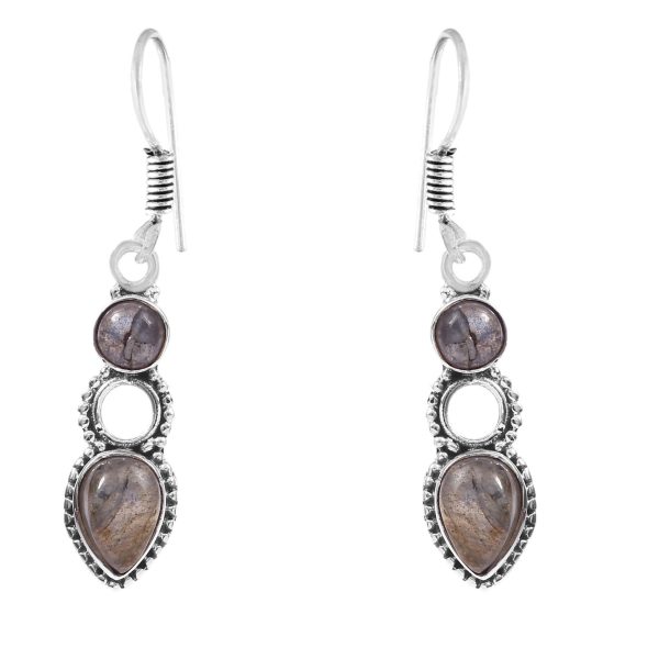 Labradorite 1.5" 925 Sterling Silver Earring (REXT28-159)