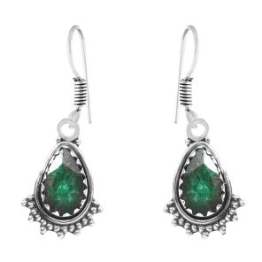 Emerald 1.25" 925 Sterling Silver Earring (REXT28-144)