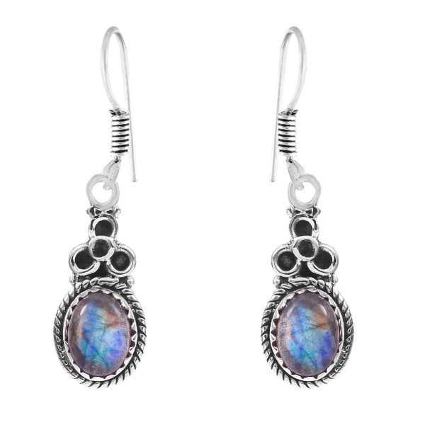 Labradorite 1.25" 925 Sterling Silver Earring (REXT28-149)