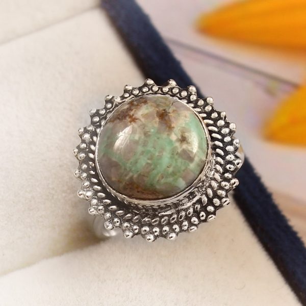 Ribbon Variscite Size US 7 925 Sterling Silver Ring (REXT19-62)