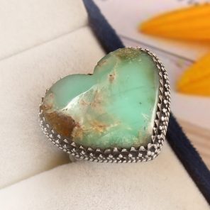 Ribbon Variscite Size US 9 925 Sterling Silver Ring (REXT19-80)