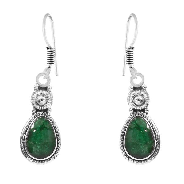 Emerald 1.5" 925 Sterling Silver Earring (REXT28-164)
