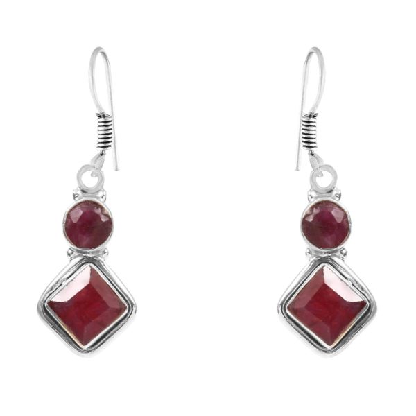 Ruby 1.25" 925 Sterling Silver Earring (REXT28-190)