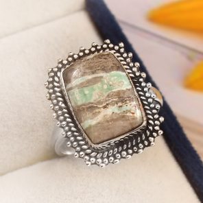 Ribbon Variscite Size US 7 925 Sterling Silver Ring (REXT19-63)