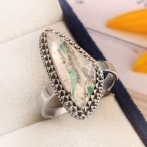 Ribbon Variscite Size US 7 925 Sterling Silver Ring (REXT19-64)