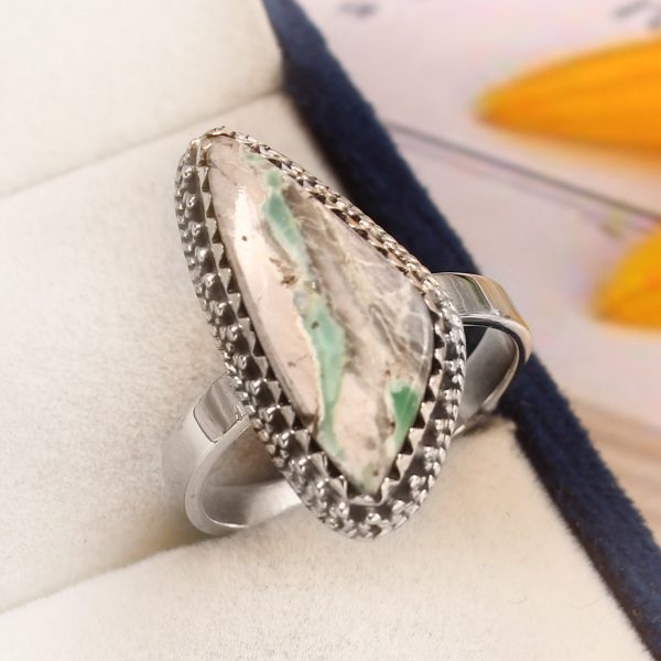 Ribbon Variscite Size US 7 925 Sterling Silver Ring (REXT19-64)