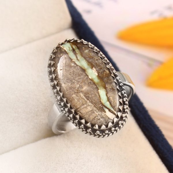 Ribbon Variscite Size US 7 925 Sterling Silver Ring (REXT19-65)