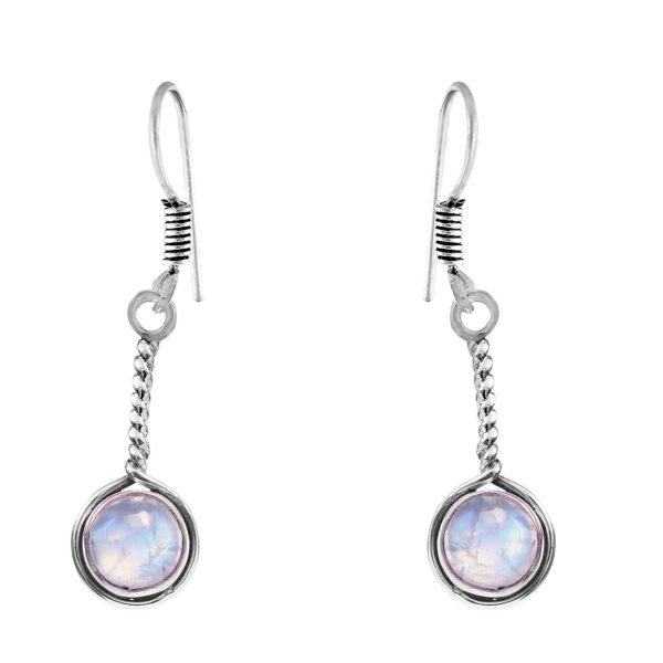 Rainbow Moonstone 1.25" 925 Sterling Silver Earring (REXT28-193)
