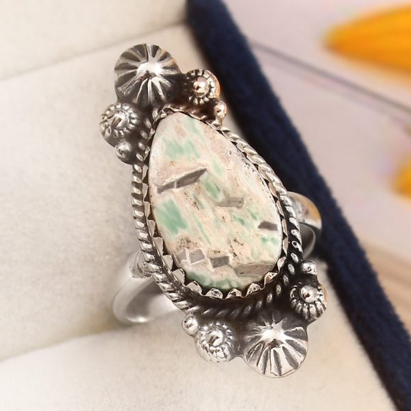 Ribbon Variscite Size US 7 925 Sterling Silver Ring (REXT19-72)