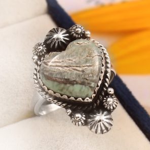 Ribbon Variscite Size US 6 925 Sterling Silver Ring (REXT19-52)