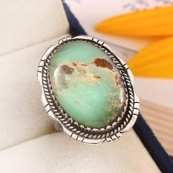 Ribbon Variscite Size US 9 925 Sterling Silver Ring (REXT19-85)