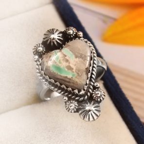 Ribbon Variscite Size US 6 925 Sterling Silver Ring (REXT19-53)