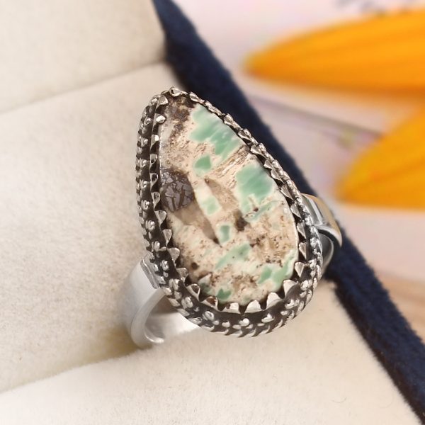 Ribbon Variscite Size US 7 925 Sterling Silver Ring (REXT19-66)