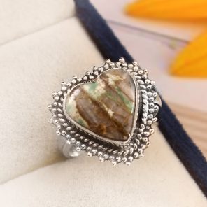Ribbon Variscite Size US 10 925 Sterling Silver Ring (REXT19-92)
