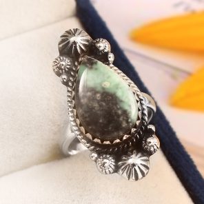 Ribbon Variscite Size US 6 925 Sterling Silver Ring (REXT19-57)