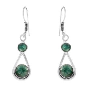 Emerald 1.5" 925 Sterling Silver Earring (REXT28-114)