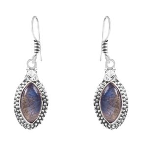Labradorite 1.5" 925 Sterling Silver Earring (REXT28-96)