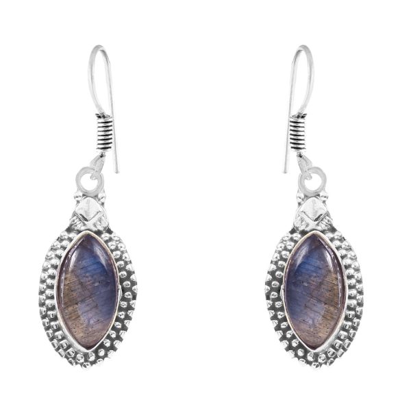 Labradorite 1.5" 925 Sterling Silver Earring (REXT28-96)