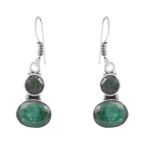 Emerald 1.25" 925 Sterling Silver Earring (REXT28-79)