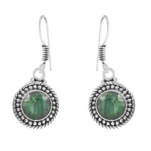 Emerald 1.25" 925 Sterling Silver Earring (REXT28-128)