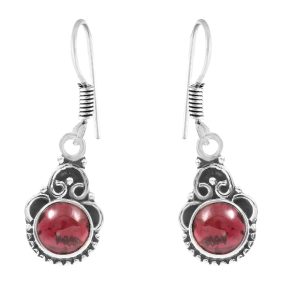 Garnet 1.25" 925 Sterling Silver Earring (REXT28-100)