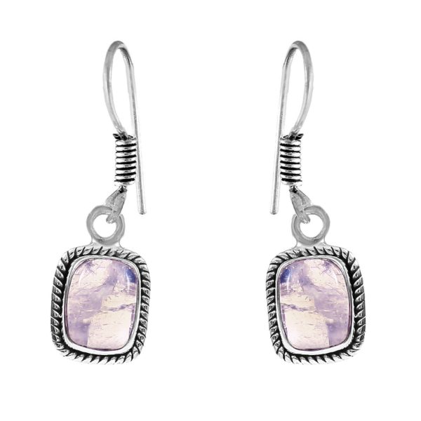 Rainbow Moonstone 1.25" 925 Sterling Silver Earring (REXT28-105)