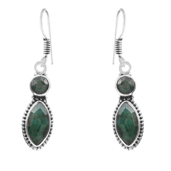 Emerald 1.5" 925 Sterling Silver Earring (REXT28-62)