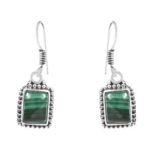 Malachite 1.25" 925 Sterling Silver Earring (REXT28-106)