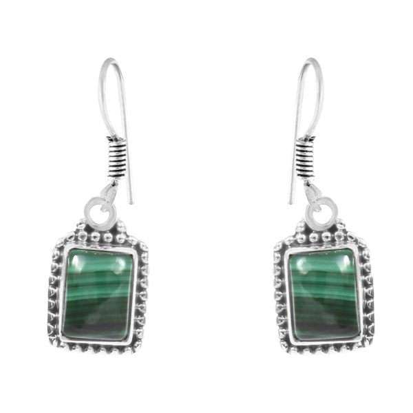 Malachite 1.25" 925 Sterling Silver Earring (REXT28-106)
