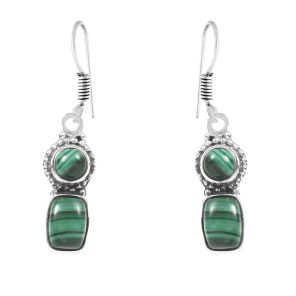 Malachite 1.25" 925 Sterling Silver Earring (REXT28-76)