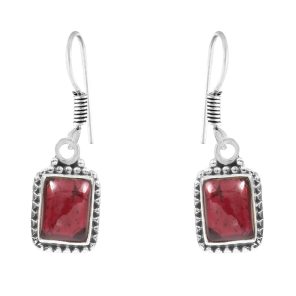 Garnet 1.25" 925 Sterling Silver Earring (REXT28-107)