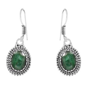 Emerald 1.25" 925 Sterling Silver Earring (REXT28-71)