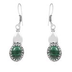 Malachite 1.5" 925 Sterling Silver Earring (REXT28-91)