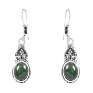 Malachite 1.5" 925 Sterling Silver Earring (REXT28-93)