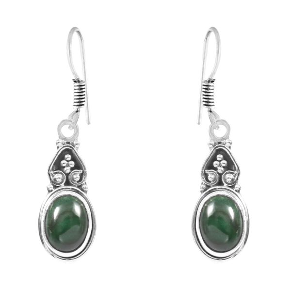 Malachite 1.5" 925 Sterling Silver Earring (REXT28-93)