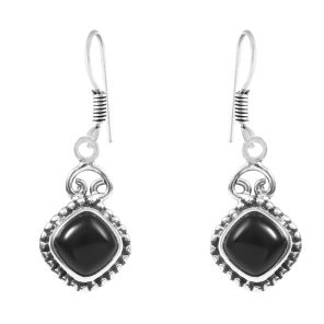 Black Onyx 1.25" 925 Sterling Silver Earring (REXT28-199)