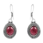 Garnet 1.25" 925 Sterling Silver Earring (REXT28-72)