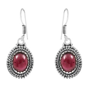 Garnet 1.25" 925 Sterling Silver Earring (REXT28-72)