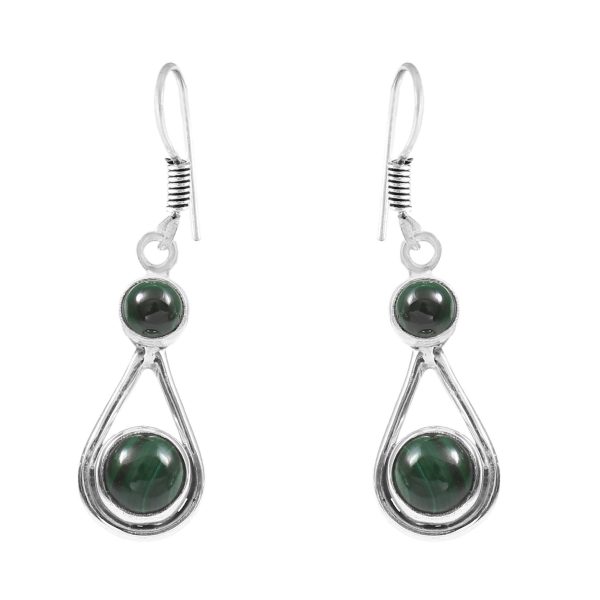 Malachite 1.5" 925 Sterling Silver Earring (REXT28-115)