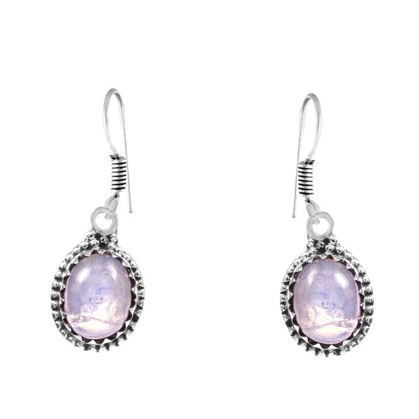 Rainbow Moonstone 1.25" 925 Sterling Silver Earring (REXT28-197)