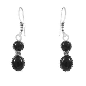 Black Onyx 1.5" 925 Sterling Silver Earring (REXT28-85)