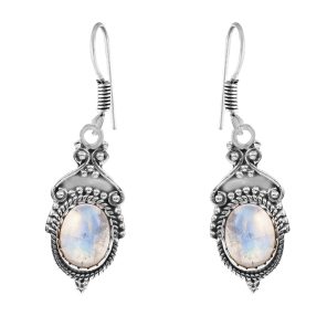Rainbow Moonstone 1.5" 925 Sterling Silver Earring (REXT28-120)