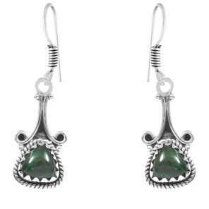 Malachite 1.25" 925 Sterling Silver Earring (REXT28-69)