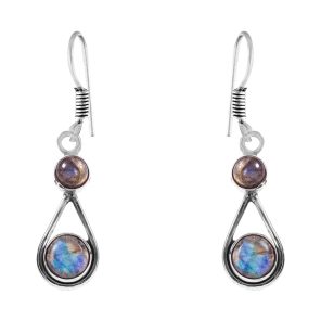 Labradorite 1.5" 925 Sterling Silver Earring (REXT28-116)